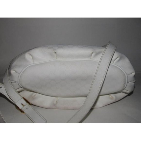 Gucci Vintage White Small G Logo Print Satchel Coated Canvas and Leather - Picture 4 of 12